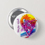 Badge Rond 5 Cm Fille de Skateboard (Devant & derrière)