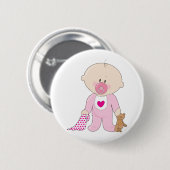 Badge Rond 5 Cm Fille de Soother de bébé (Devant & derrière)
