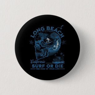 Badge Rond 5 Cm Fille de surf de Californie Long Beach Océan Pacif