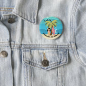 Badge Rond 5 Cm Fille de surfer hawaïenne (En situation)