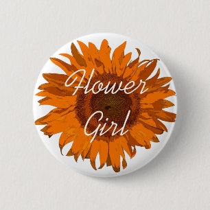 Badge Rond 5 Cm Fille de tournesol orange