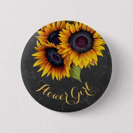 Badge Rond 5 Cm Fille de tournesol rustique (Devant)