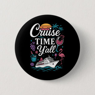 Badge Rond 5 Cm Fille de vacances sur un bateau de croisière C'est