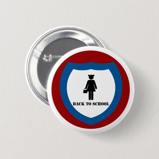 Badge Rond 5 Cm Fille d'école - insigne (Devant & derrière)