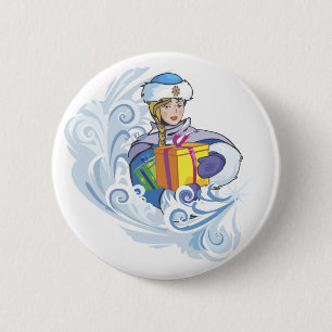 Badge Rond 5 Cm Fille des neiges