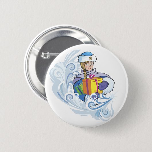 Badge Rond 5 Cm Fille des neiges (Devant & derrière)
