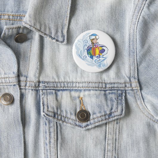 Badge Rond 5 Cm Fille des neiges (En situation)