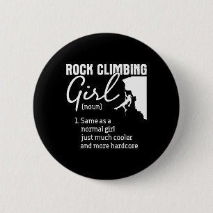Badge Rond 5 Cm Fille d'escalade de rochers - Escalade de bloc roc