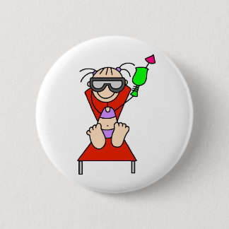 Badge Rond 5 Cm Fille détendant avec le bouton de boissons