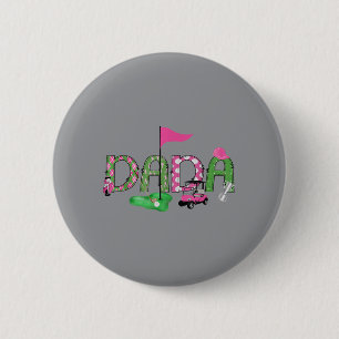 Badge Rond 5 Cm Fille du premier anniversaire Golf Dada Rose Troue
