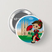 Badge Rond 5 Cm Fille espagnole (Devant & derrière)