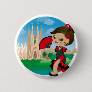 Badge Rond 5 Cm Fille espagnole