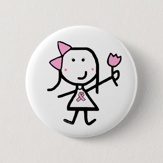 Badge Rond 5 Cm Fille et ruban rose (Devant)