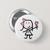 Badge Rond 5 Cm Fille et ruban rose (Devant & derrière)