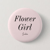 Badge Rond 5 Cm Fille Fleur Blush Mariage noir rose (Devant)