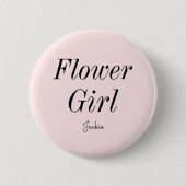 Badge Rond 5 Cm Fille Fleur Rose Pâle Mariage Noir (Devant)