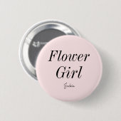 Badge Rond 5 Cm Fille Fleur Rose Pâle Mariage Noir (Devant & derrière)