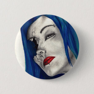 Badge Rond 5 Cm Fille gothique Fantastique en Belle Ruine - Œuvre 