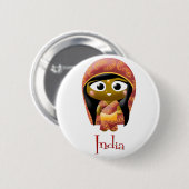 Badge Rond 5 Cm Fille indienne (Devant & derrière)