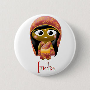 Badge Rond 5 Cm Fille indienne