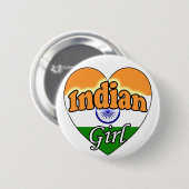 Badge Rond 5 Cm Fille indienne (Devant & derrière)