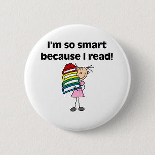 Badge Rond 5 Cm Fille intelligente parce que je lis