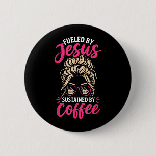 Badge Rond 5 Cm Fille Jésus Café Femmes Foi Chrétienne Croyante