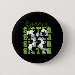 Badge Rond 5 Cm Fille jeunesse football sœur coquette nœud footbal