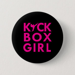 Badge Rond 5 Cm Fille Kickbox Karaté Kickboxing Arts Martiaux