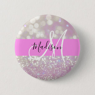 Badge Rond 5 Cm Fille Lilac Shimmer Parties scintillant Étincelles