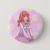 Badge Rond 5 Cm Fille Macaron rose (Devant)