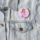Badge Rond 5 Cm Fille Macaron rose (En situation)