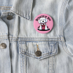 Badge Rond 5 Cm Fille Maltaise En Rouge