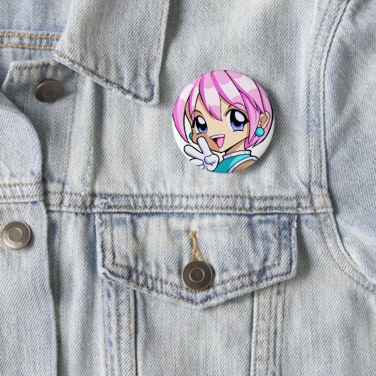 Badge Rond 5 Cm Fille mignonne d'Anime (En situation)