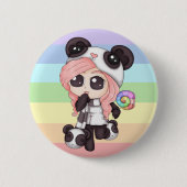 Badge Rond 5 Cm Fille mignonne de panda d'Anime d'arc-en-ciel (Devant)