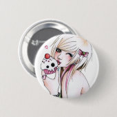 Badge Rond 5 Cm fille mignonne de petit gâteau (Devant & derrière)