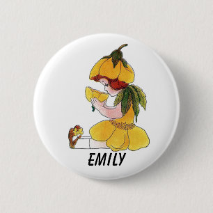 Badge Rond 5 Cm Fille mignonne drôle d'enfant de fleur de