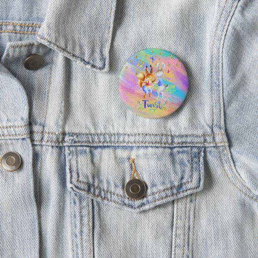 Badge Rond 5 Cm Fille mignonne rose violet Bleu Forêt Animation (En situation)