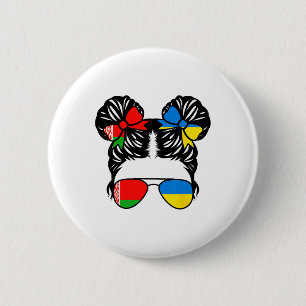 Badge Rond 5 Cm Fille moitié biélorusse moitié ukrainienne Biéloru