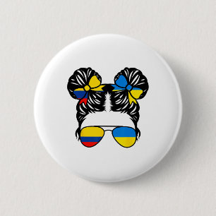 Badge Rond 5 Cm Fille moitié colombienne moitié ukrainienne Colomb