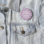 Badge Rond 5 Cm Fille Monogramme Lumière Purple Daisy Fleurs et no (En situation)