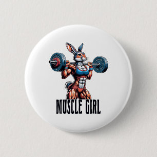 Badge Rond 5 Cm Fille Musclée De Gym Avec Un Haltère Fitness Bodyb