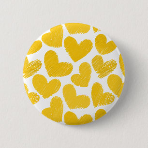 Badge Rond 5 Cm Fille pastel jaune coeur d'amour motif