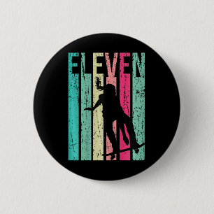 Badge Rond 5 Cm Fille patineuse de 11 ans anniversaire skateboard