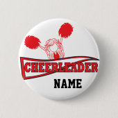 Badge Rond 5 Cm Fille Pom-pom girl rouge mignonne | Nom do-it-your (Devant)
