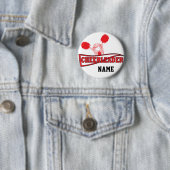 Badge Rond 5 Cm Fille Pom-pom girl rouge mignonne | Nom do-it-your (En situation)