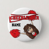 Badge Rond 5 Cm Fille Pom-pom girl rouge | Personnaliser (Devant)
