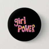 Badge Rond 5 Cm Fille Power Floral Pattern Lettering 92 (Devant)