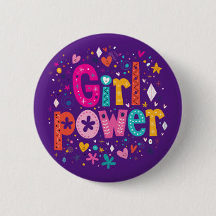 Badge Rond 5 Cm Fille Power Glossy violet