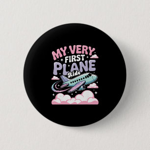 Badge Rond 5 Cm Fille Premier vol Enfants qui voyagent en avion po